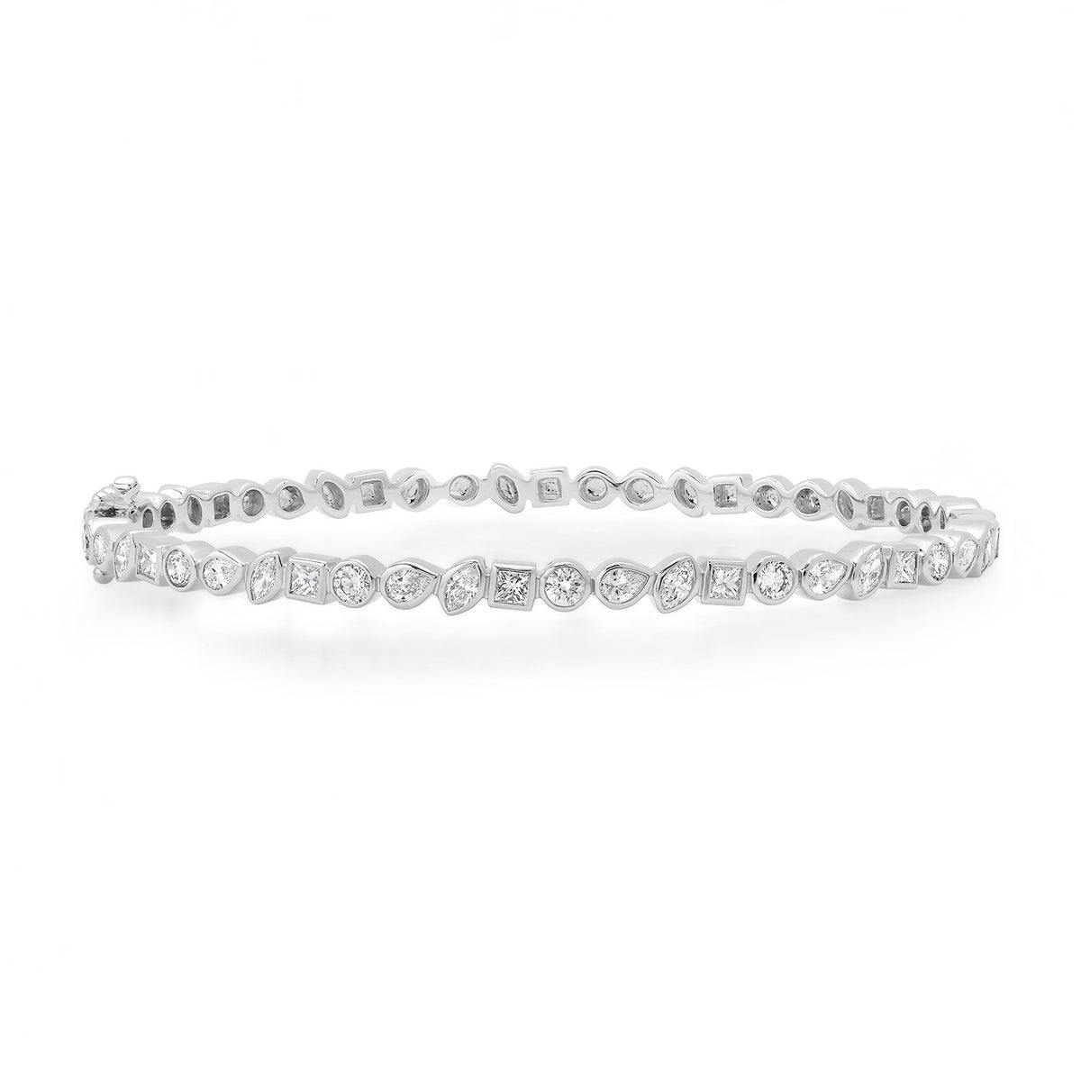Bezel Set Mixed Shape Diamond Bangle Bracelet