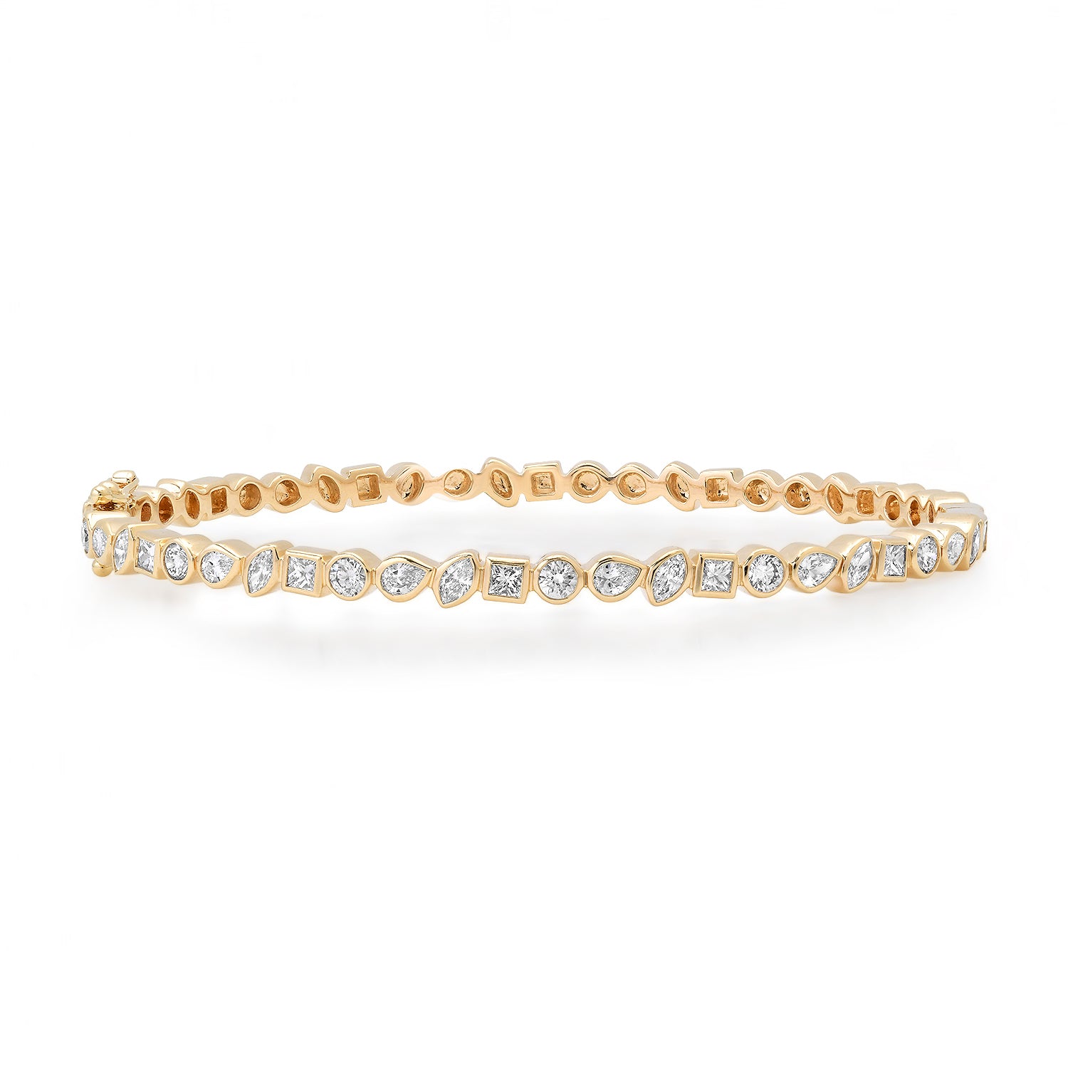 Bezel Set Mixed Shape Diamond Bangle Bracelet
