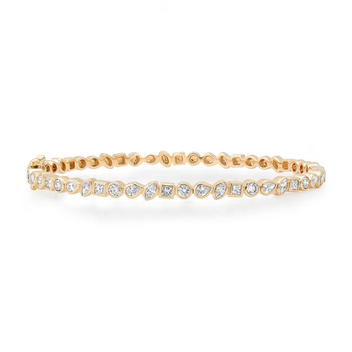 Bezel Set Mixed Shape Diamond Bangle Bracelet