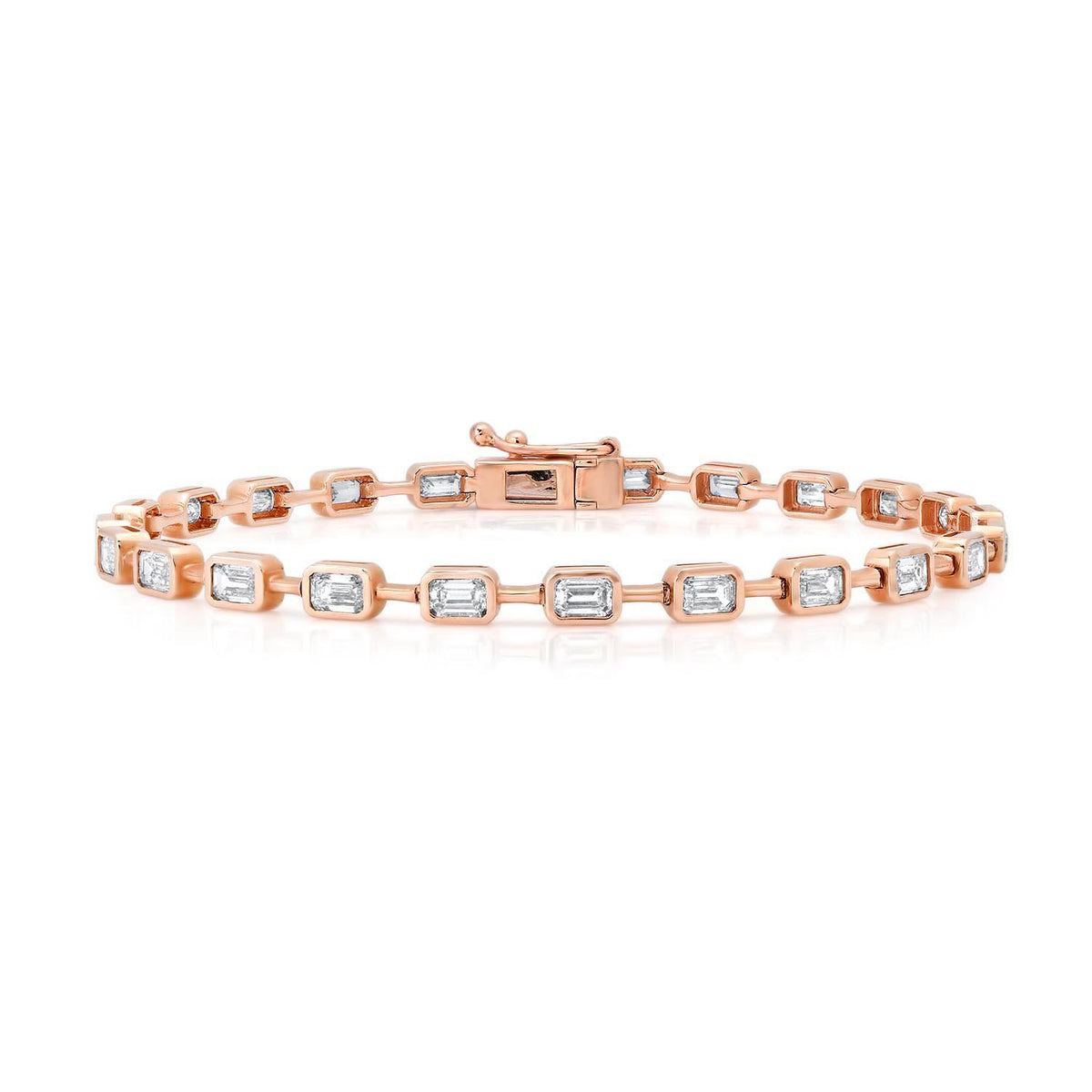 Segmented Emerald Cut Diamond Eternity Bezel Bracelet