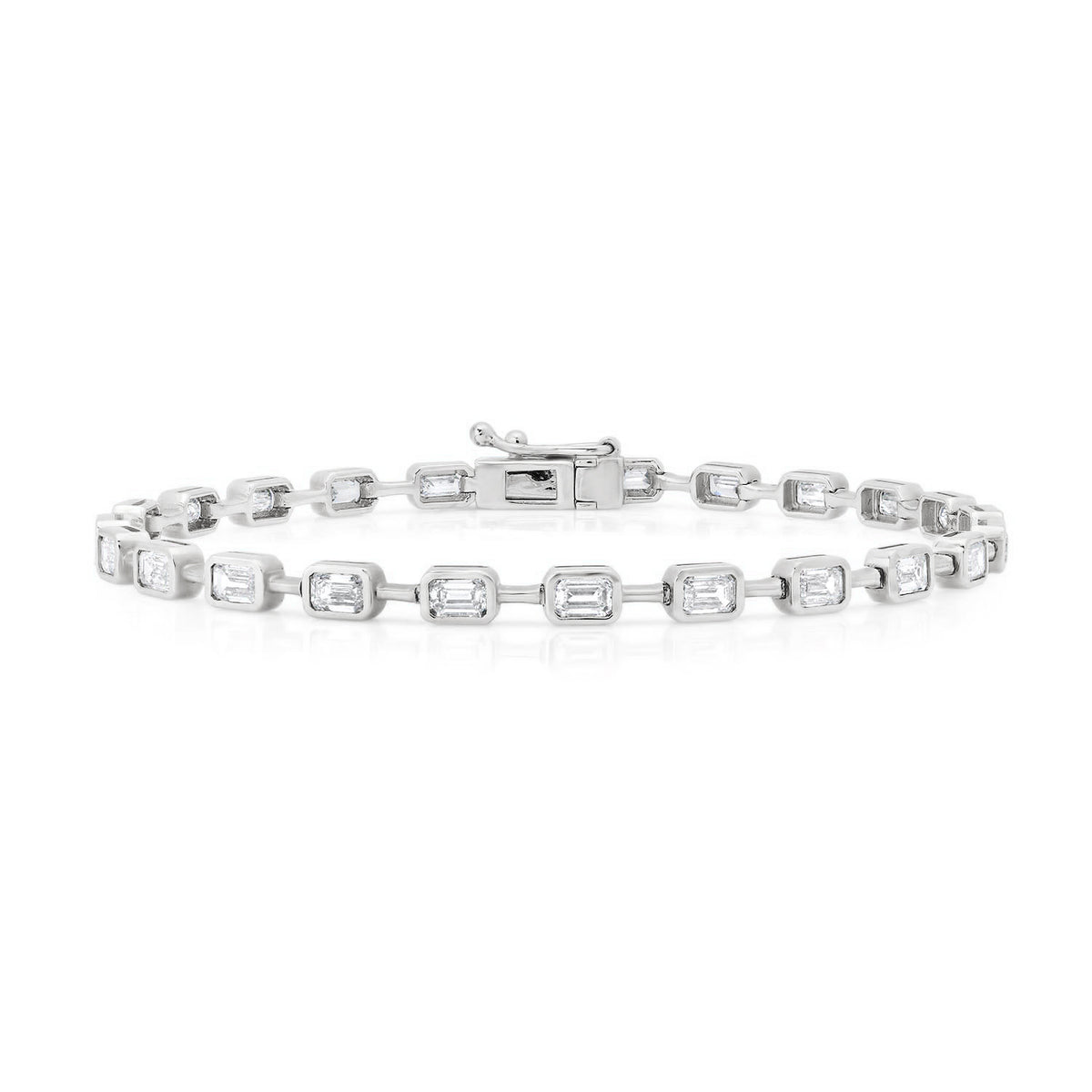 Segmented Emerald Cut Diamond Eternity Bezel Bracelet