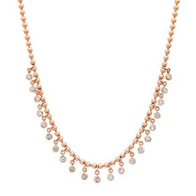 Gold Ball Chain Necklace with Round Diamond Shakers