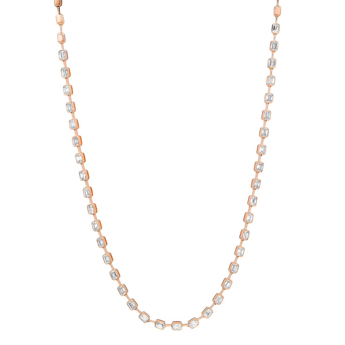 Segmented Emerald Cut Diamond Tennis Bezel Necklace