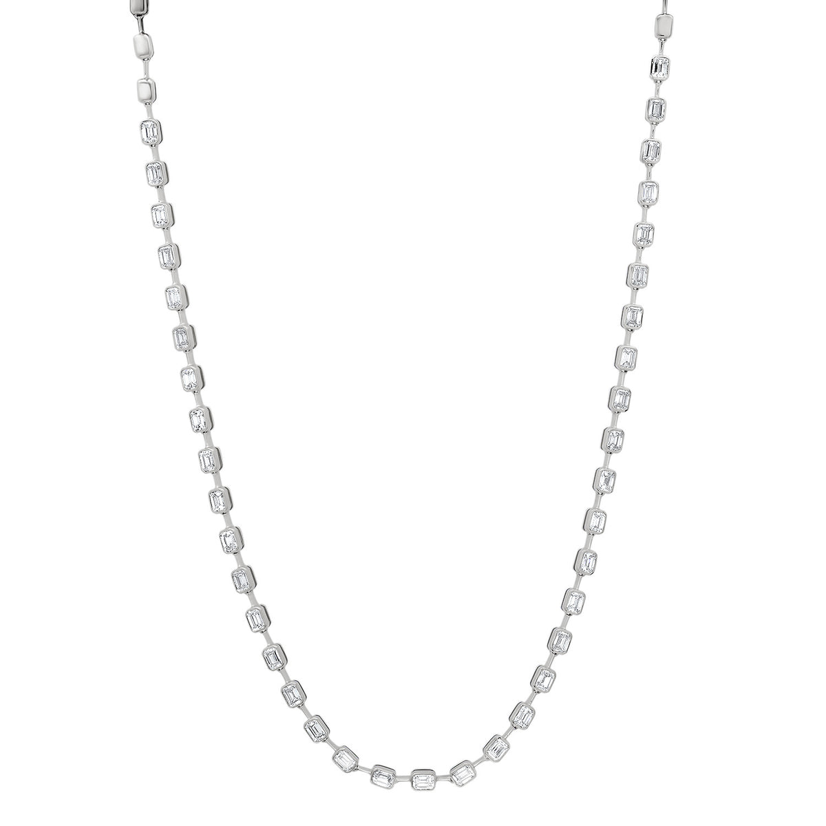 Segmented Emerald Cut Diamond Tennis Bezel Necklace