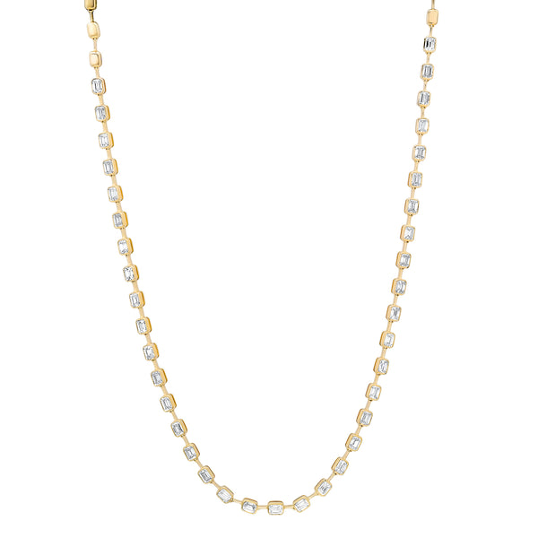 Segmented Emerald Cut Diamond Tennis Bezel Necklace
