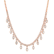 Round Diamond Tennis Necklace with Marquise Shakers