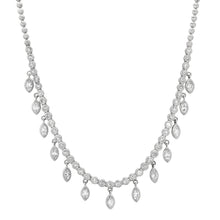 Round Diamond Tennis Necklace with Marquise Shakers