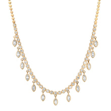 Round Diamond Tennis Necklace with Marquise Shakers