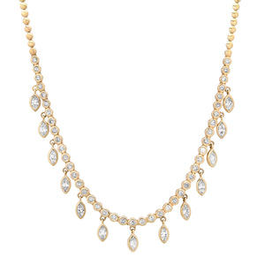 Round Diamond Tennis Necklace with Marquise Shakers