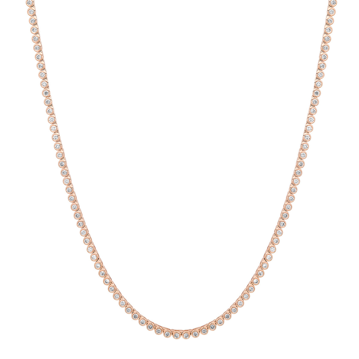 Bezel Set Petite Round Diamond Tennis Necklace