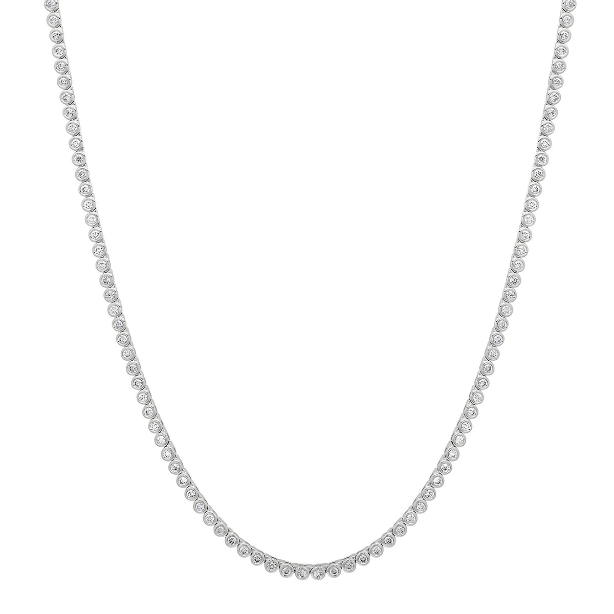 Bezel Set Petite Round Diamond Tennis Necklace