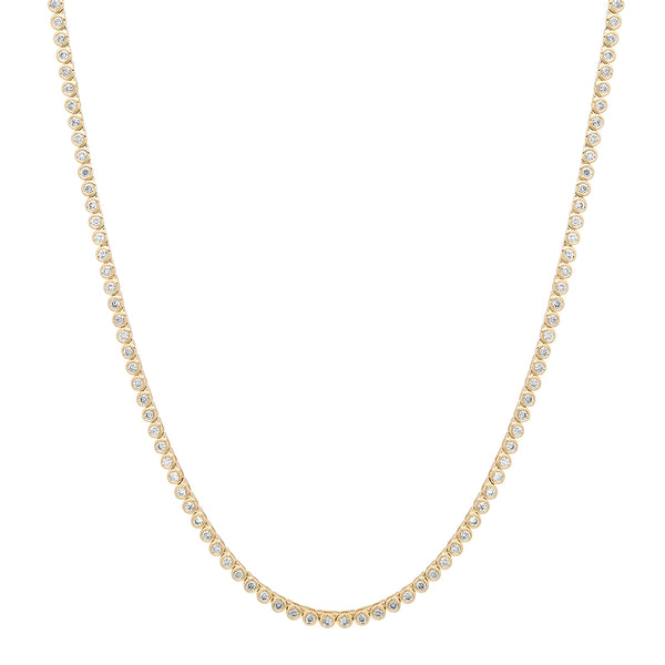Bezel Set Petite Round Diamond Tennis Necklace