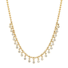 Gold Ball Chain Necklace with Round Diamond Shakers