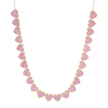 Pink Sapphire Heart Tennis Necklace