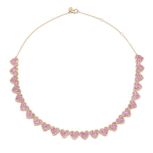 Pink Sapphire Heart Tennis Necklace
