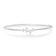 Pave Diamond Bangle with Solitaire Mixed Shape Diamonds