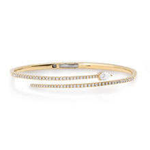 Perfect Pear & Pave Diamond Hinged Bypass Bangle Bracelet