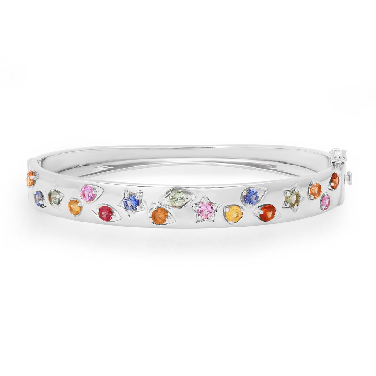 Scattered Mixed Sapphire Bangle Bracelet