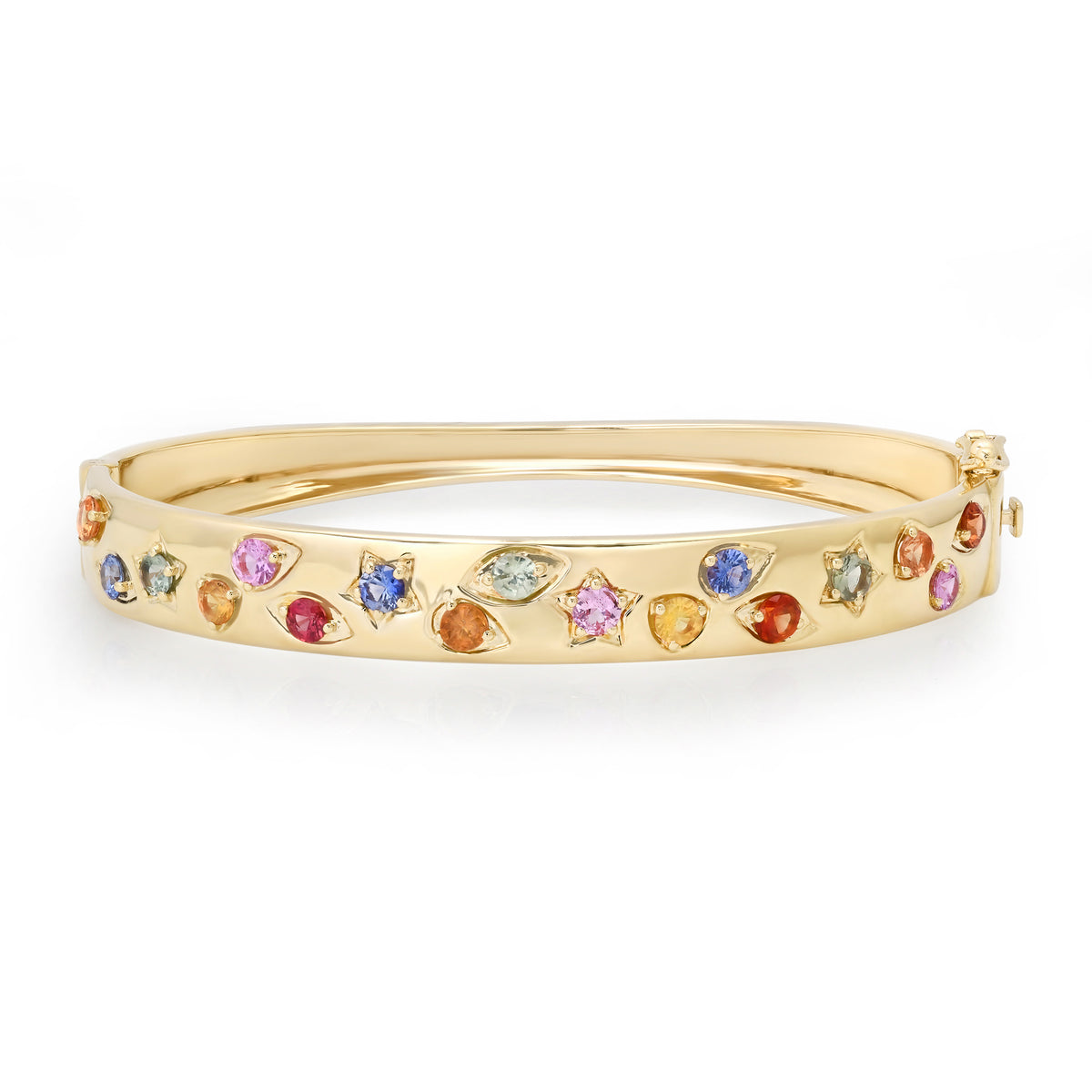 Scattered Mixed Sapphire Bangle Bracelet