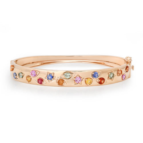 Scattered Mixed Sapphire Bangle Bracelet