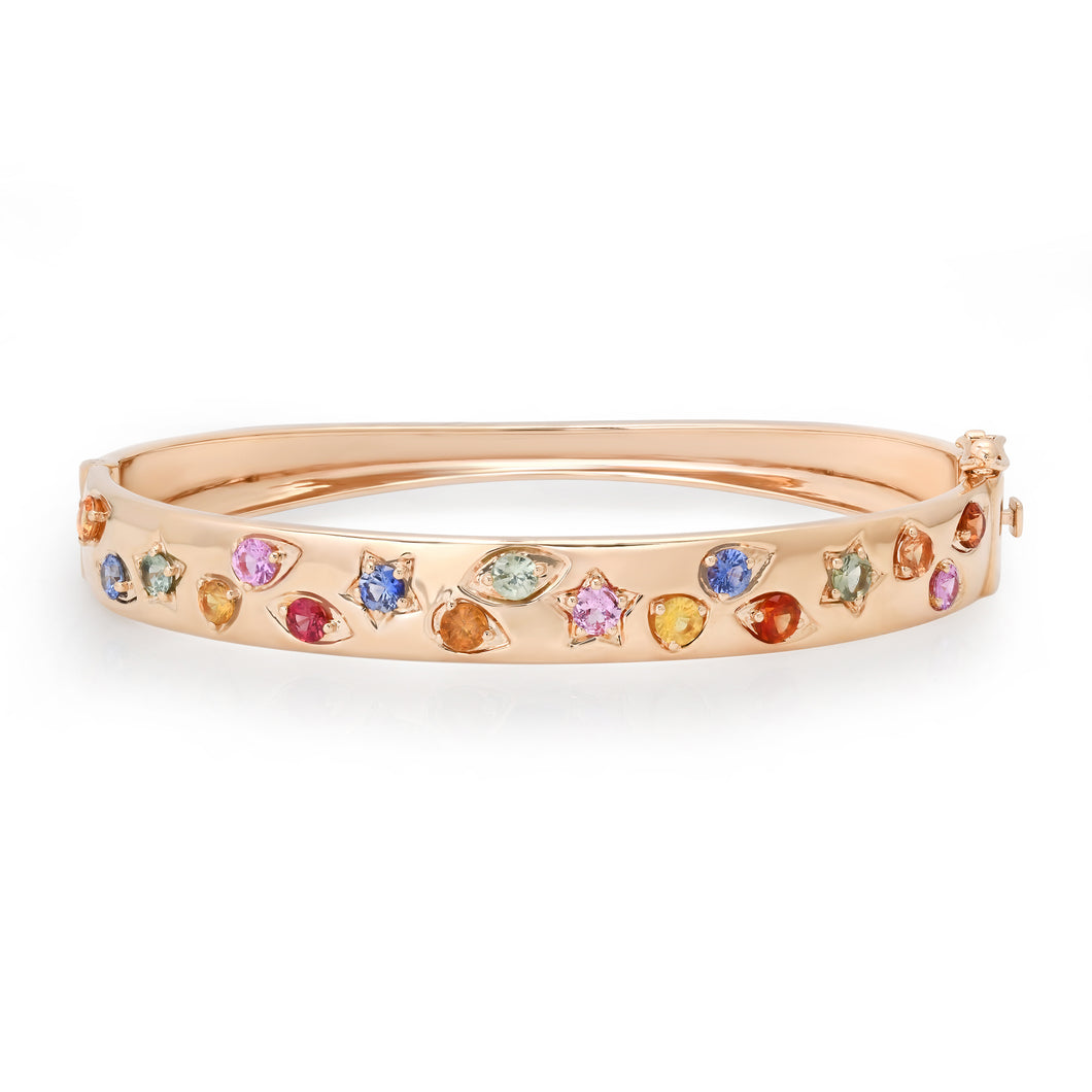 Scattered Mixed Sapphire Bangle Bracelet