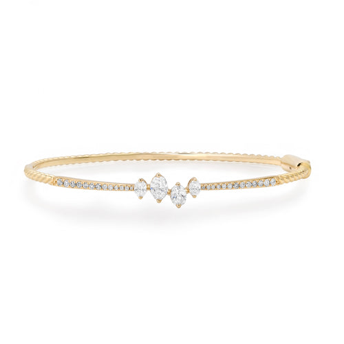 Dainty Marquise & Pave Diamond Bangle Bracelet