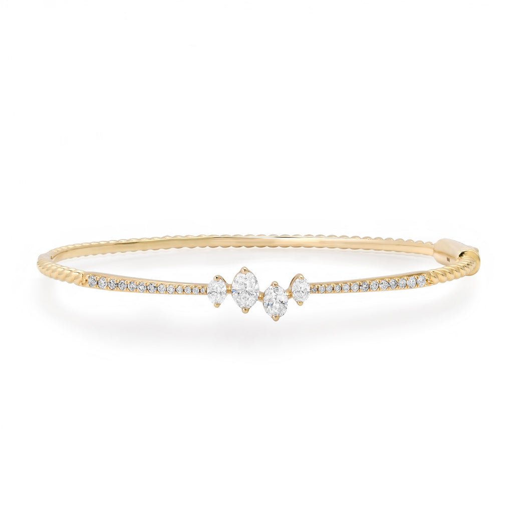 Dainty Marquise & Pave Diamond Bangle Bracelet
