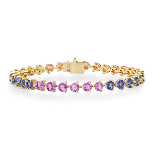 Prong Set Ombre Rainbow Gemstone Bracelet