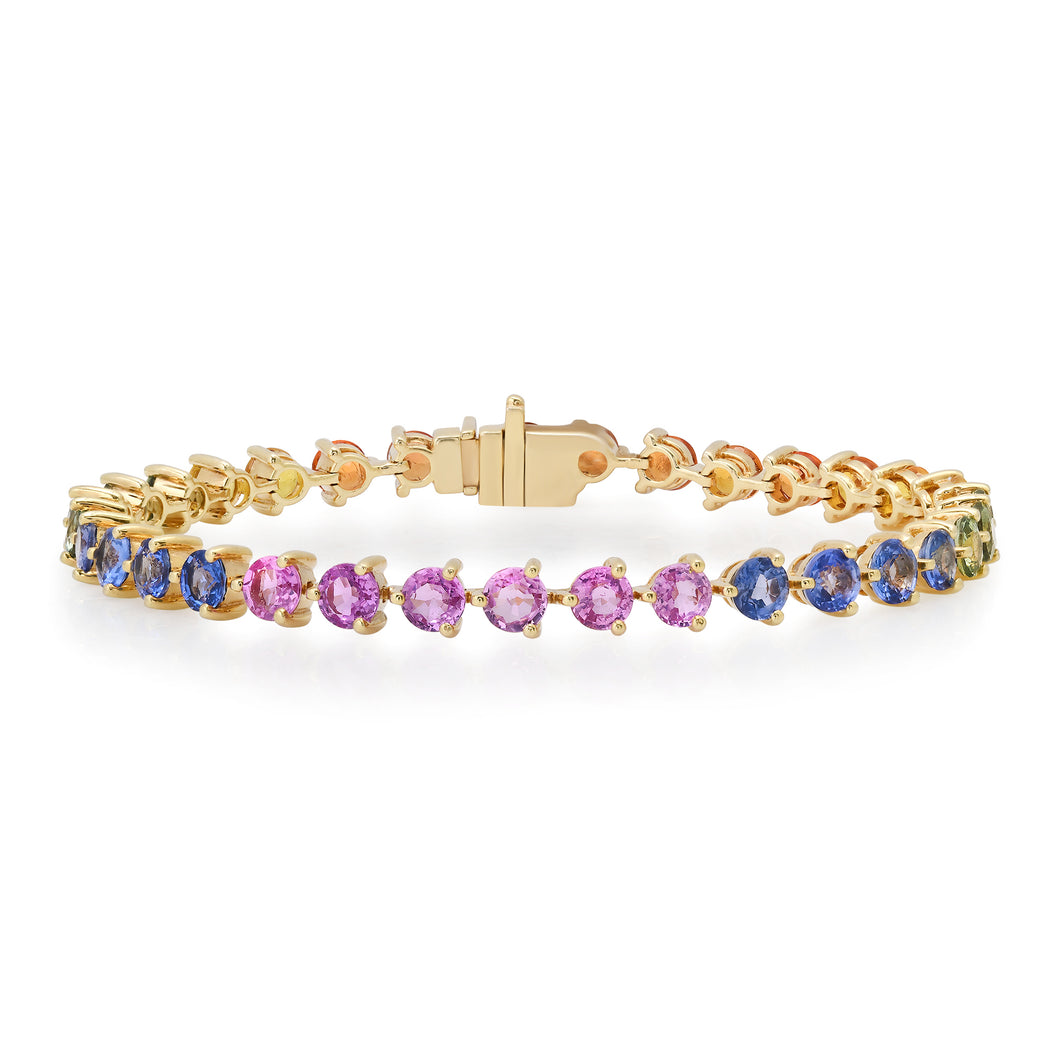 Prong Set Ombre Rainbow Gemstone Bracelet