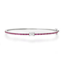 Pave Ruby Bangle Bracelet with Solitaire Diamond