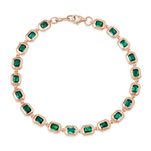 Bezel Set Emerald Cut Emerald Bracelet