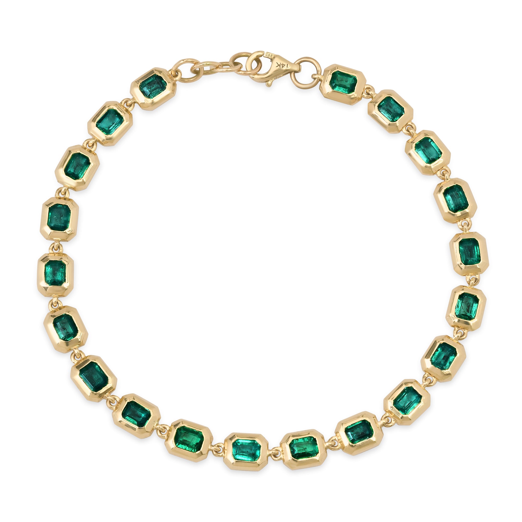 Bezel Set Emerald Cut Emerald Bracelet