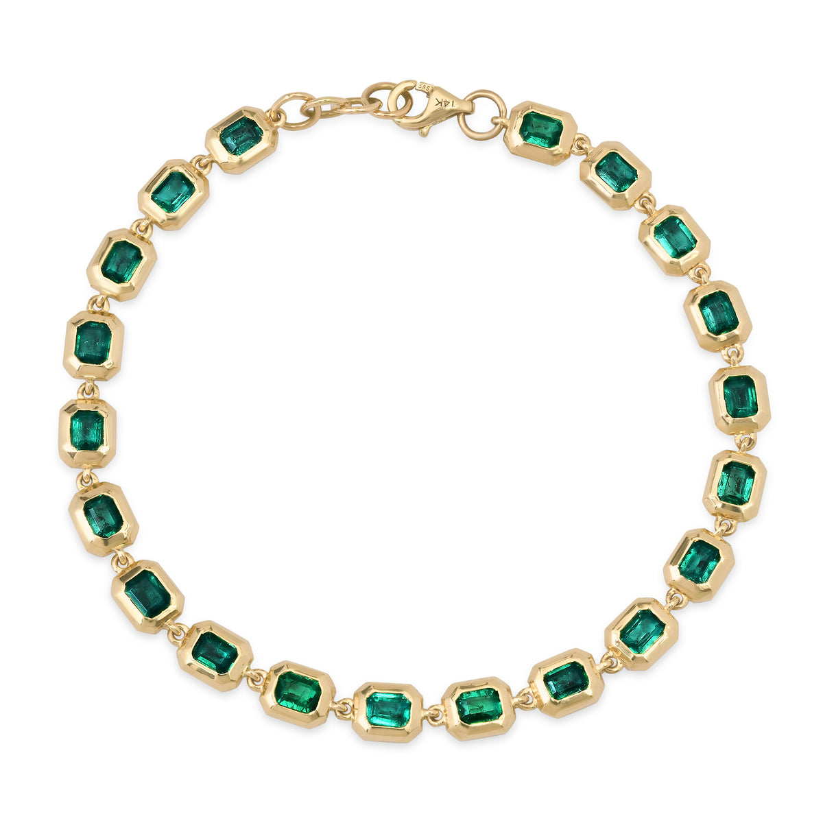 Bezel Set Emerald Cut Emerald Bracelet
