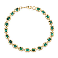 Bezel Set Emerald Cut Emerald Bracelet