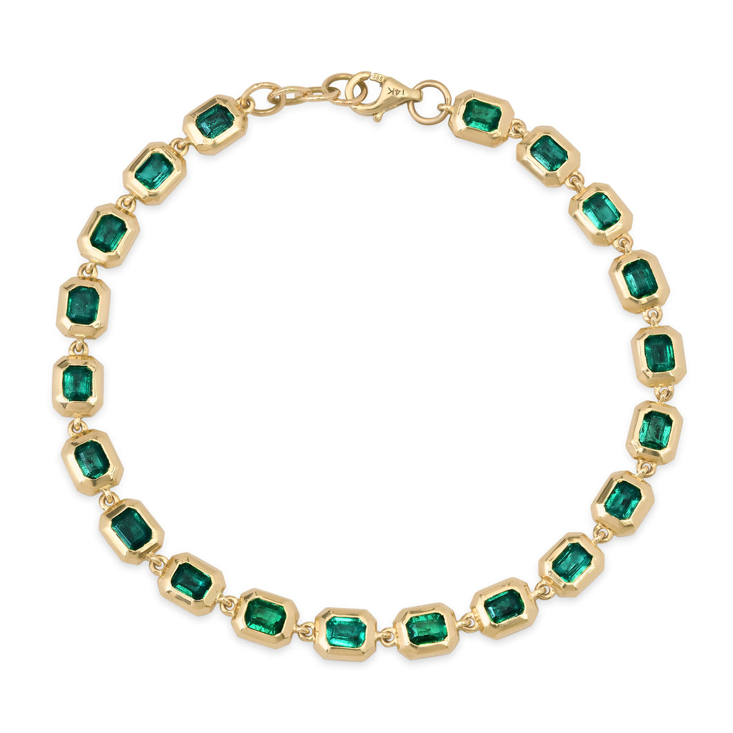 Bezel Set Emerald Cut Emerald Bracelet