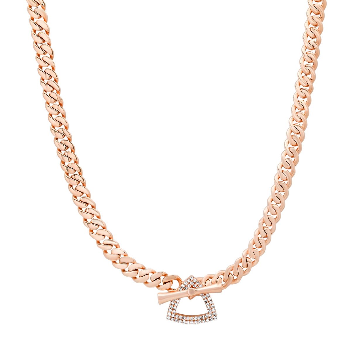 Gold Cuban Link Chain Necklace with Toggle & Diamond Accent Link
