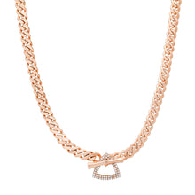 Gold Cuban Link Chain Necklace with Toggle & Diamond Accent Link