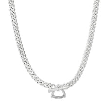Gold Cuban Link Chain Necklace with Toggle & Diamond Accent Link