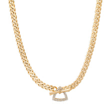 Gold Cuban Link Chain Necklace with Toggle & Diamond Accent Link