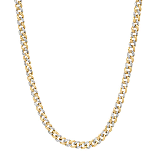 Alternating Diamond & Gold Cuban Chain Link Necklace