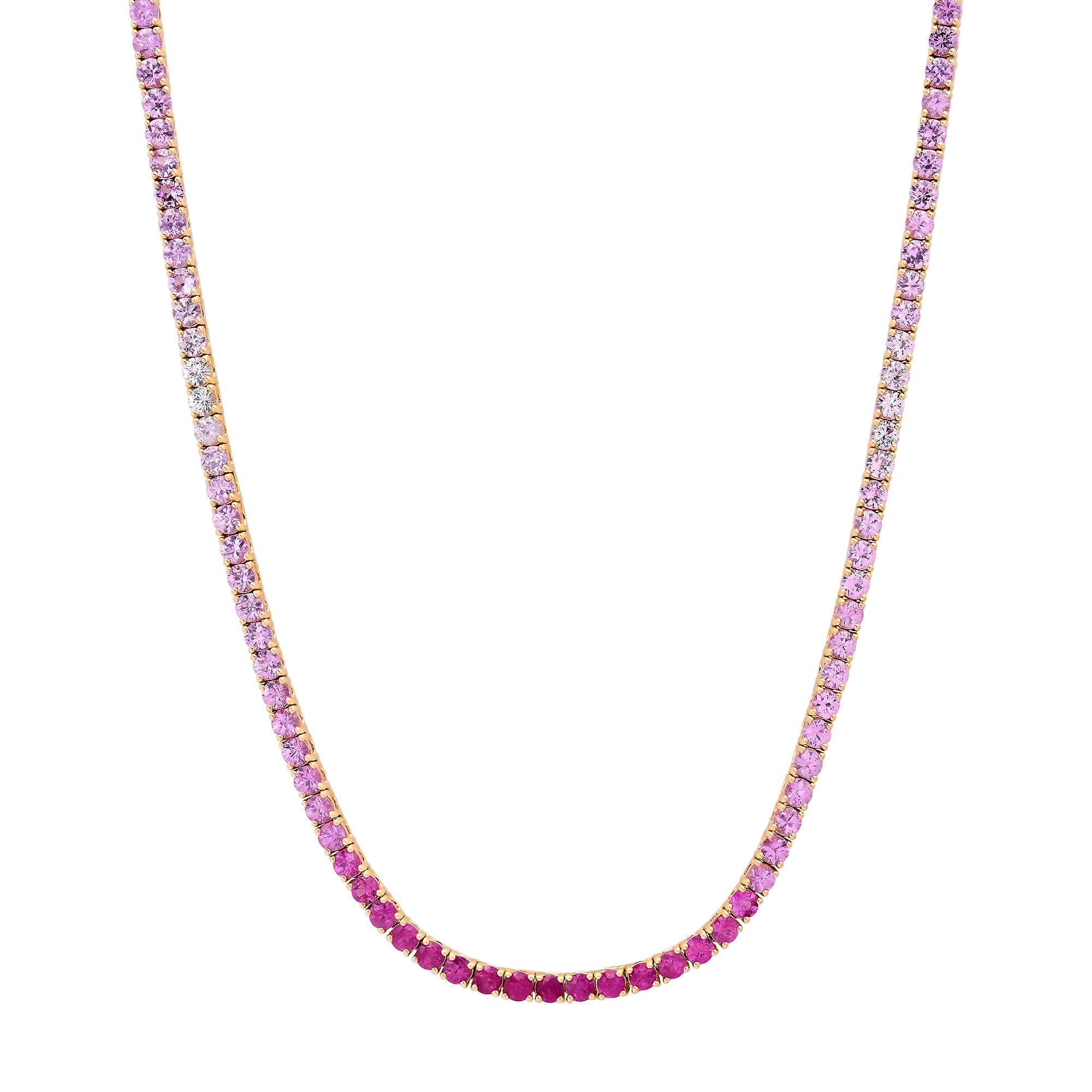 Prong Set Ombre Pink Sapphire Tennis Necklace