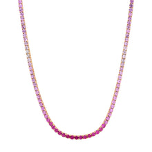 Prong Set Ombre Pink Sapphire Tennis Necklace