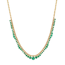 Graduated Round Emerald Dangle Necklace