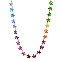 3/4 Mixed Sapphire Flower Chain Necklace