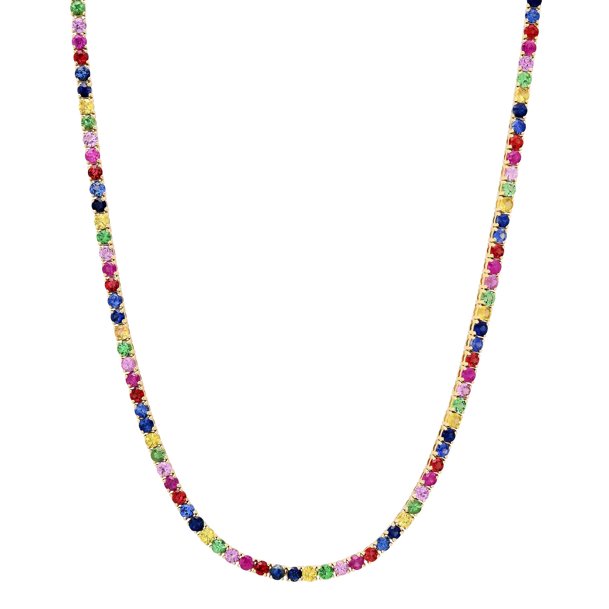 Prong Set Mixed Sapphire Tennis Necklace