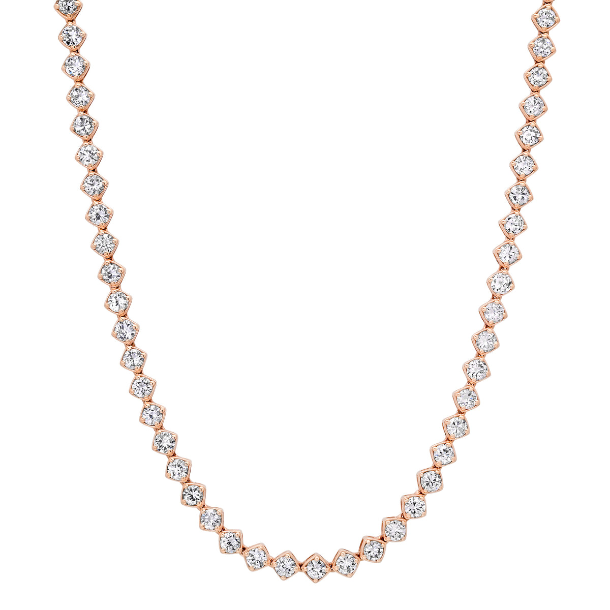 Bezel Prong Set Diamond Shaped Diamond Tennis Necklace