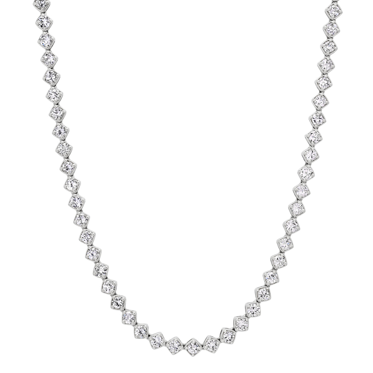 Bezel Prong Set Diamond Shaped Diamond Tennis Necklace