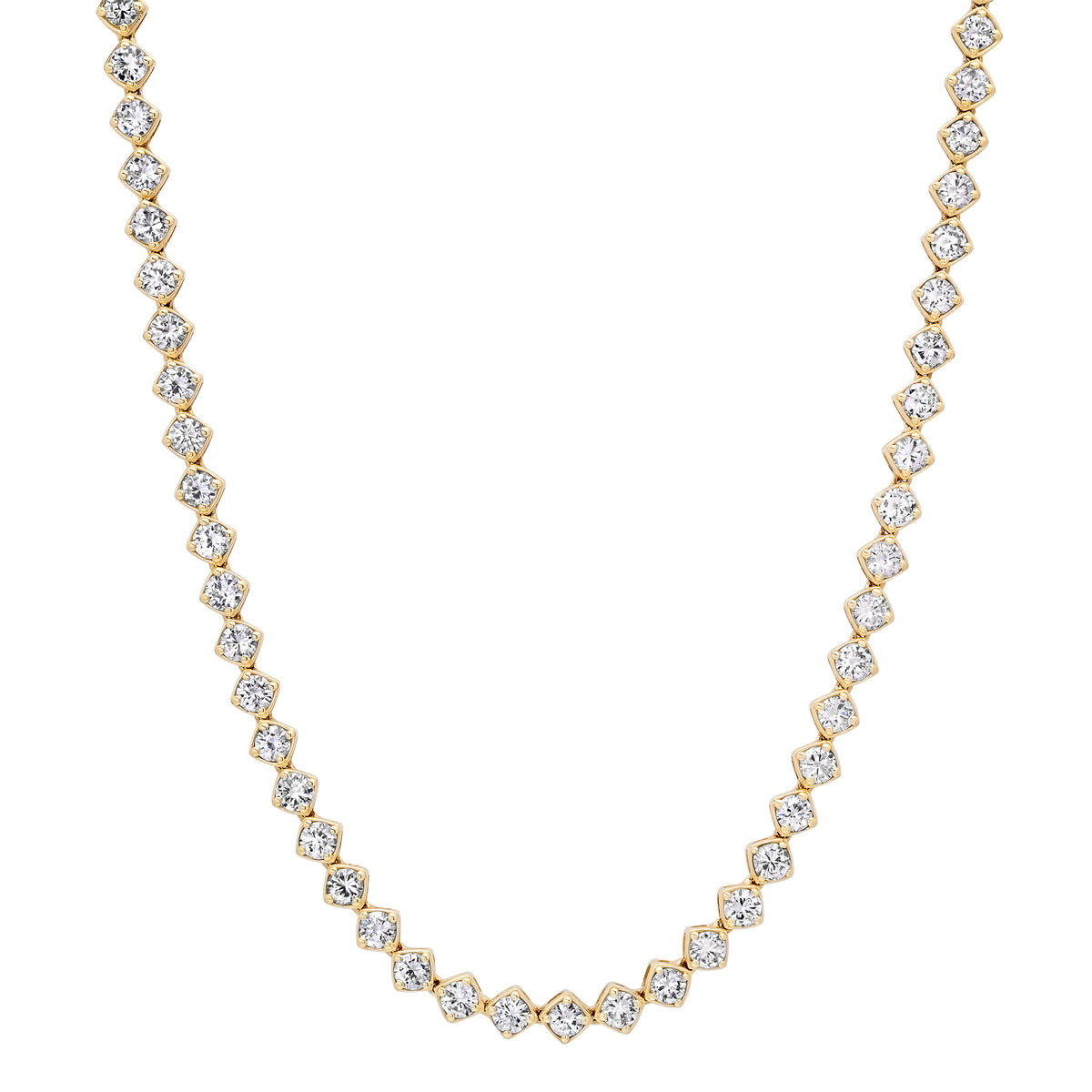 Bezel Prong Set Diamond Shaped Diamond Tennis Necklace