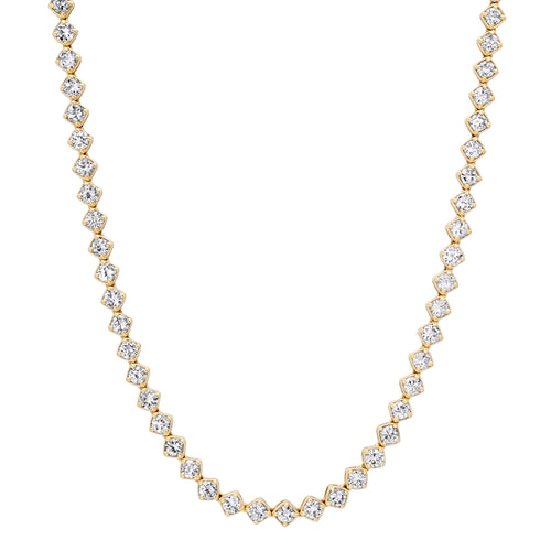 Antique Cut Diamond Bezel Tennis Necklace