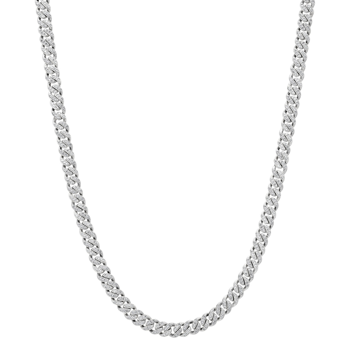 Alternating Two Tone Diamond Cuban Chain Link Necklace